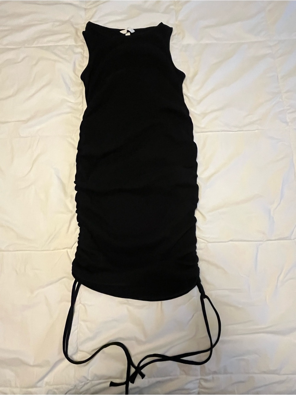 H&M Mama Maternity Black Ruched Bodycon Dress with Ties